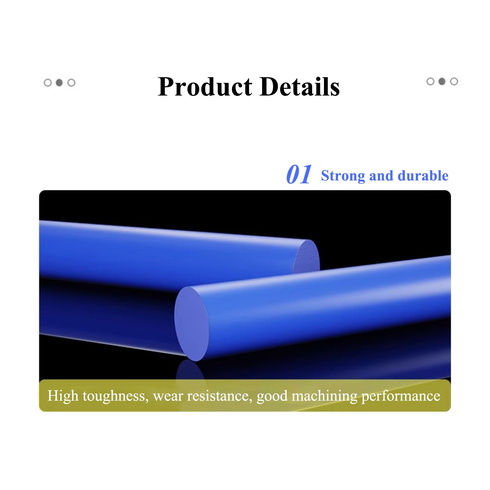 Blue PA6 Nylon Solid Rod, for Machinery Parts, 2Pcs