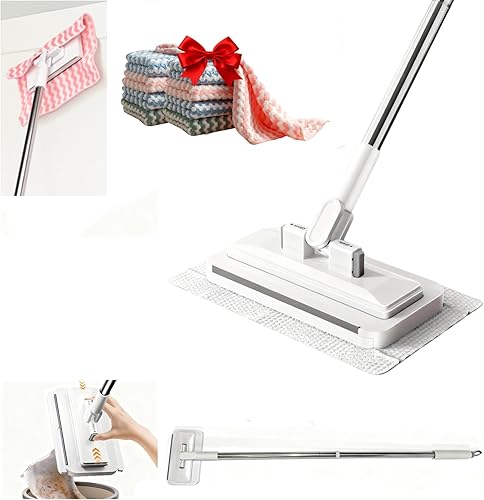 Miniatura 10 de KZKR Juego de trapeador cuadrado giratorio y balde con 2 almohadillas de microfibra reemplazables y sistema de separación automática de agua sucia y