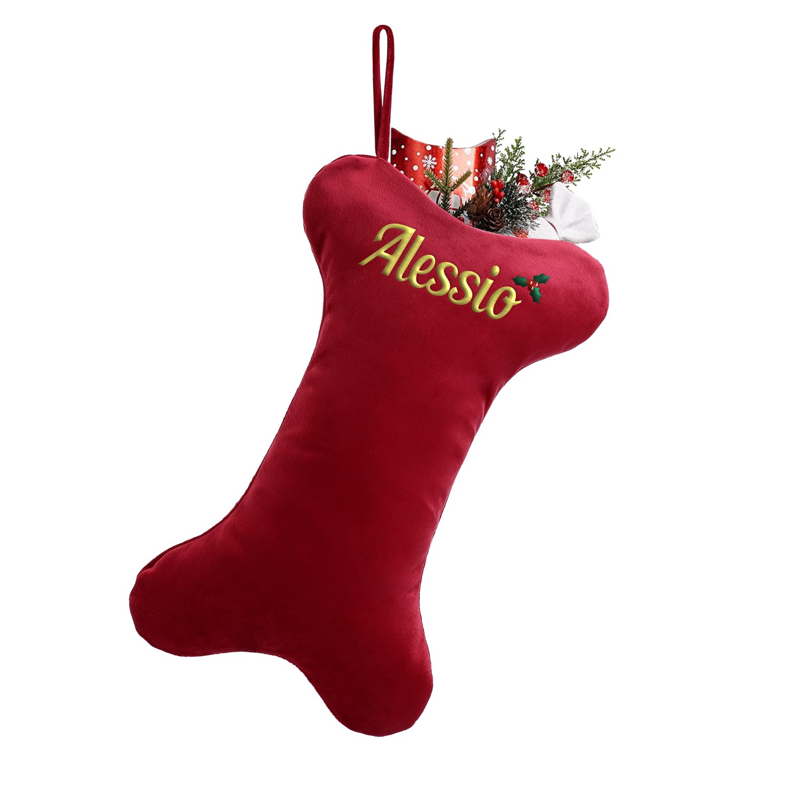 Personalised Christmas Stockings Dog bone 18” Large