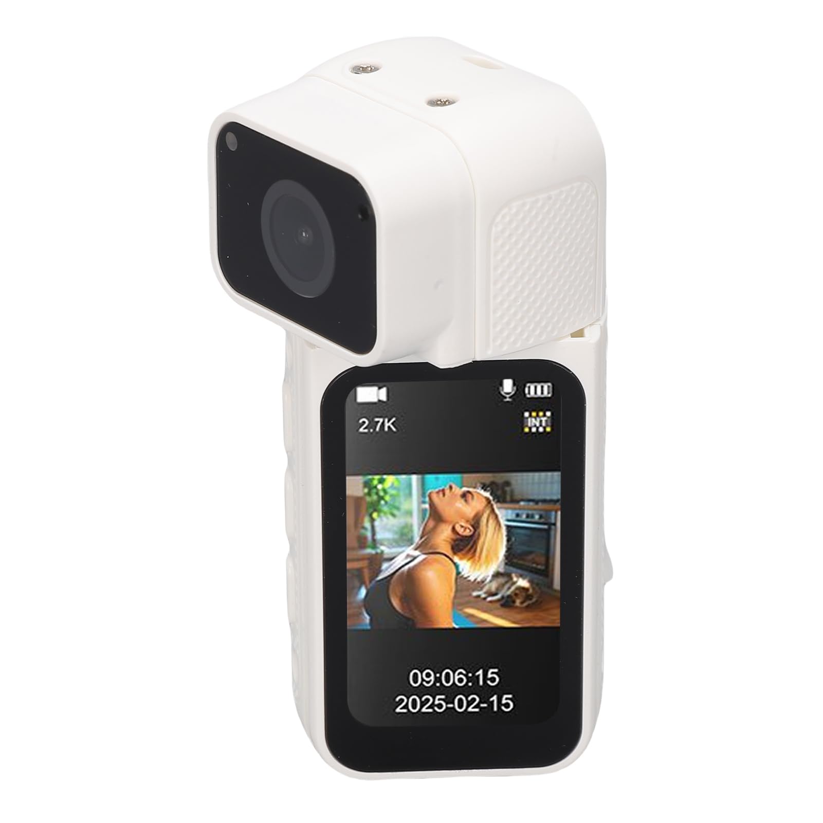 Cryfokt Caméra D’Action 2.7K, Caméra Portable à Commande (White)
