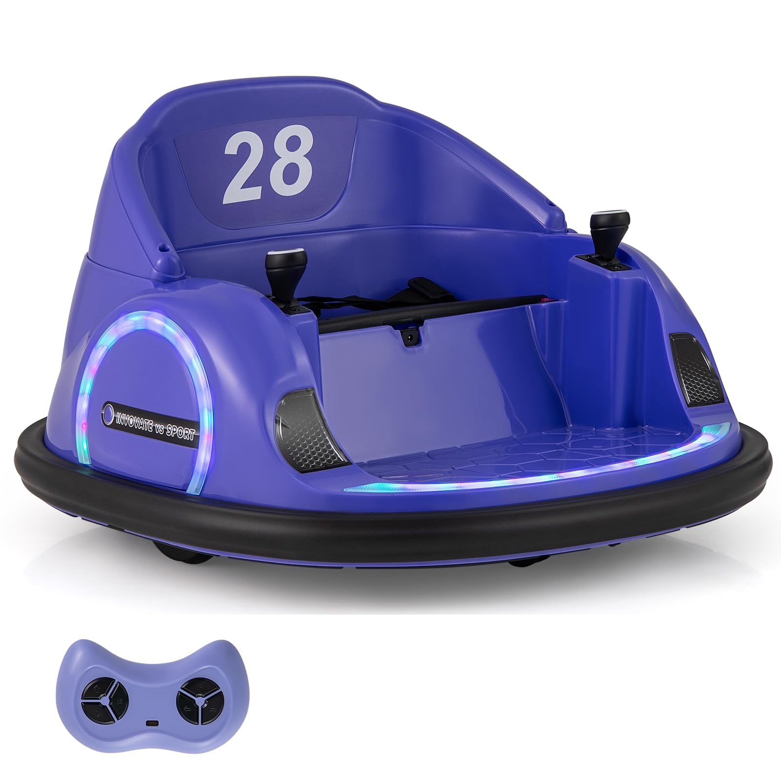 Maxmass Kids Ride on Bumper Car, 360° Rotation Spin Waltzer Car with Remote Control, Dual Joysticks, Music, Flashing Lights, USB/AUX Ports, Children Electric Ride on Car for 18+ Months Old (Purple) — image 1