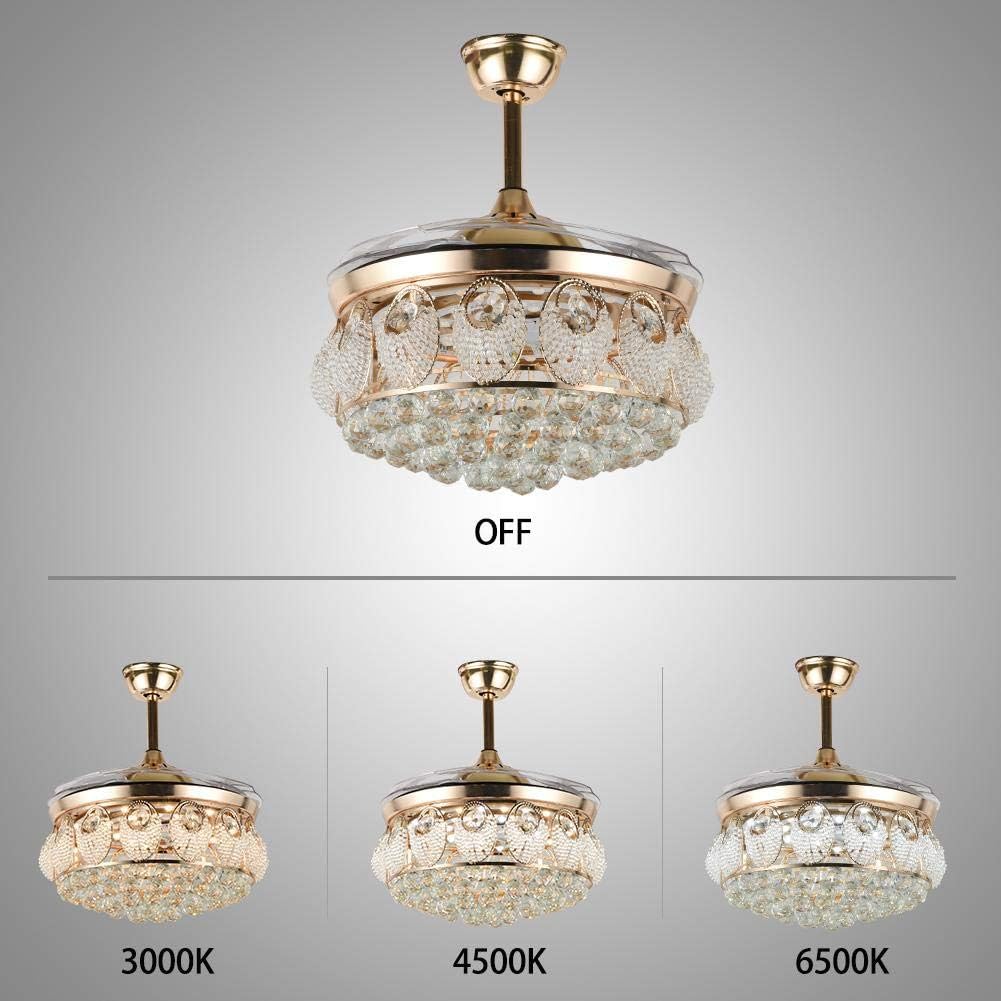 Best Deal Ruiwing 42 Luxury Ceiling Fan with LED Light Modern Gold Crystal Chandelier Remote Retractable Fandelier 4-Blade 3 Speeds 3 Colors Silent Ceiling Fans for Indoor Living Room Bedroom Restaurant Free Shipping 🛒 Ruiwing 42 Luxury Ceiling Fan with LED Light Modern Gold Crystal Chandelier Remote Retractable Fandelier 4-Blade 3 Speeds 3 Colors Silent Ceiling Fans for Indoor Living Room Bedroom Restaurant