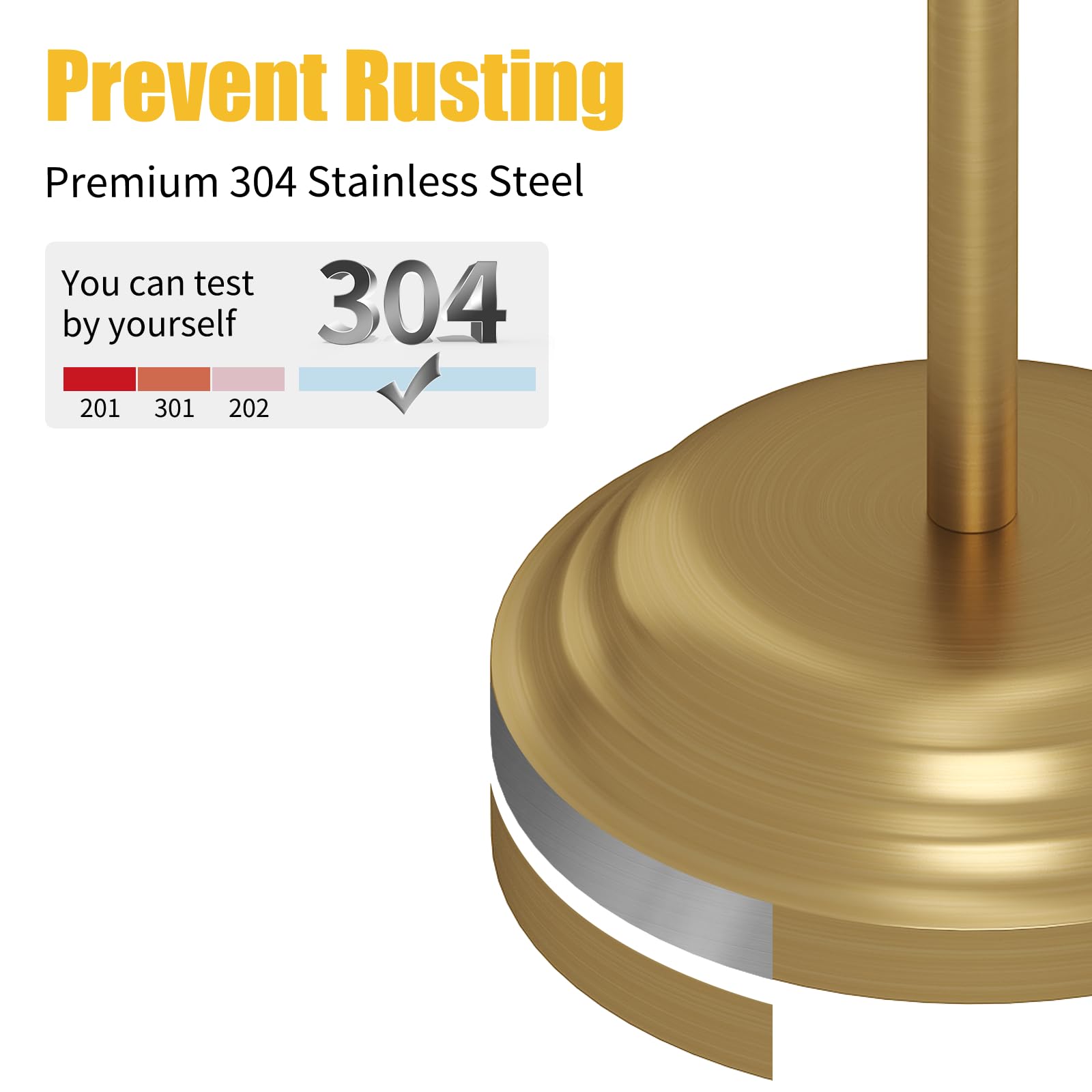 BESy Toilet Paper Holder Floor Stand, Bathroom Freestanding Gold — Amazon image 7