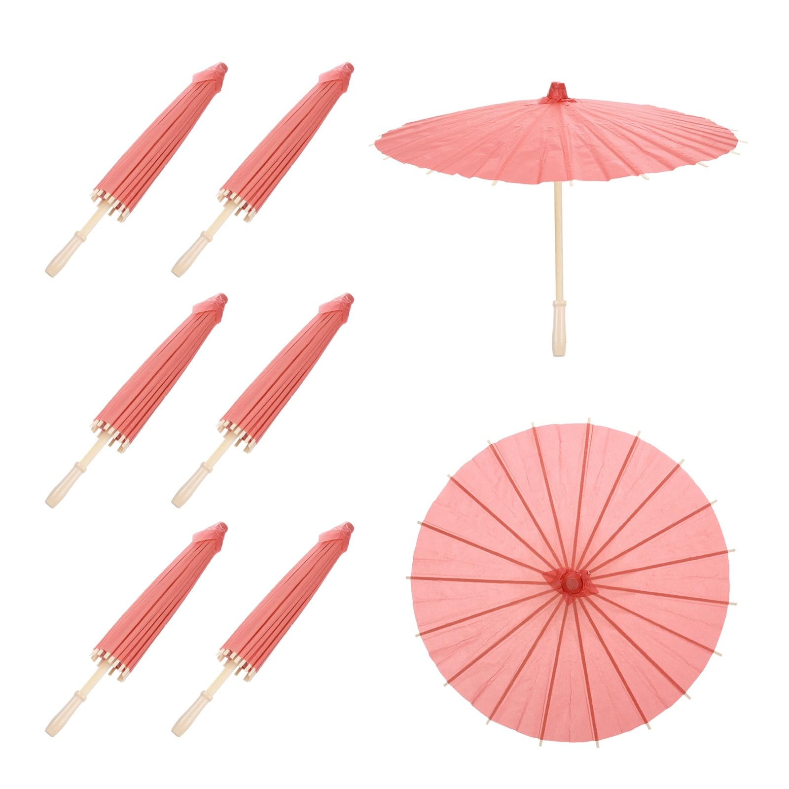 sourcing map Lot de 6 parapluies en papier huilé de 60 cm, parapluies pour peinture sur papier huilé, accessoires de photographie, artisanat, fête, décoration de mariage, rouge