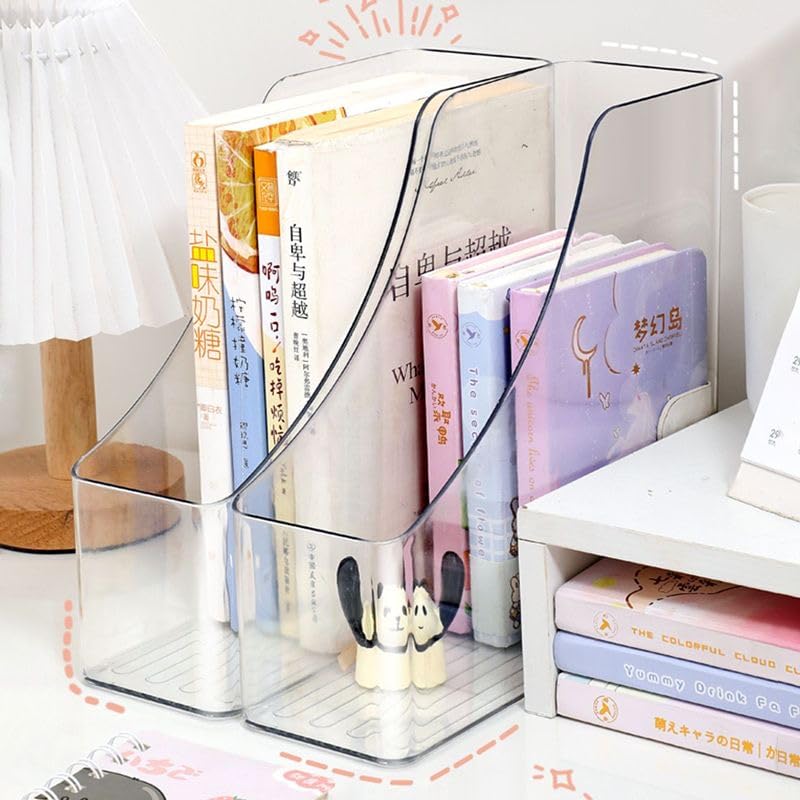 Image of Transparent Desktop Book Stand, A4 Storage Boxes, Large Capacity Plastic File Organizer, Matte Finish Desk Supplies Organisers Magazine File Holder For Office | Book Storage Organizer - Pack Of 1