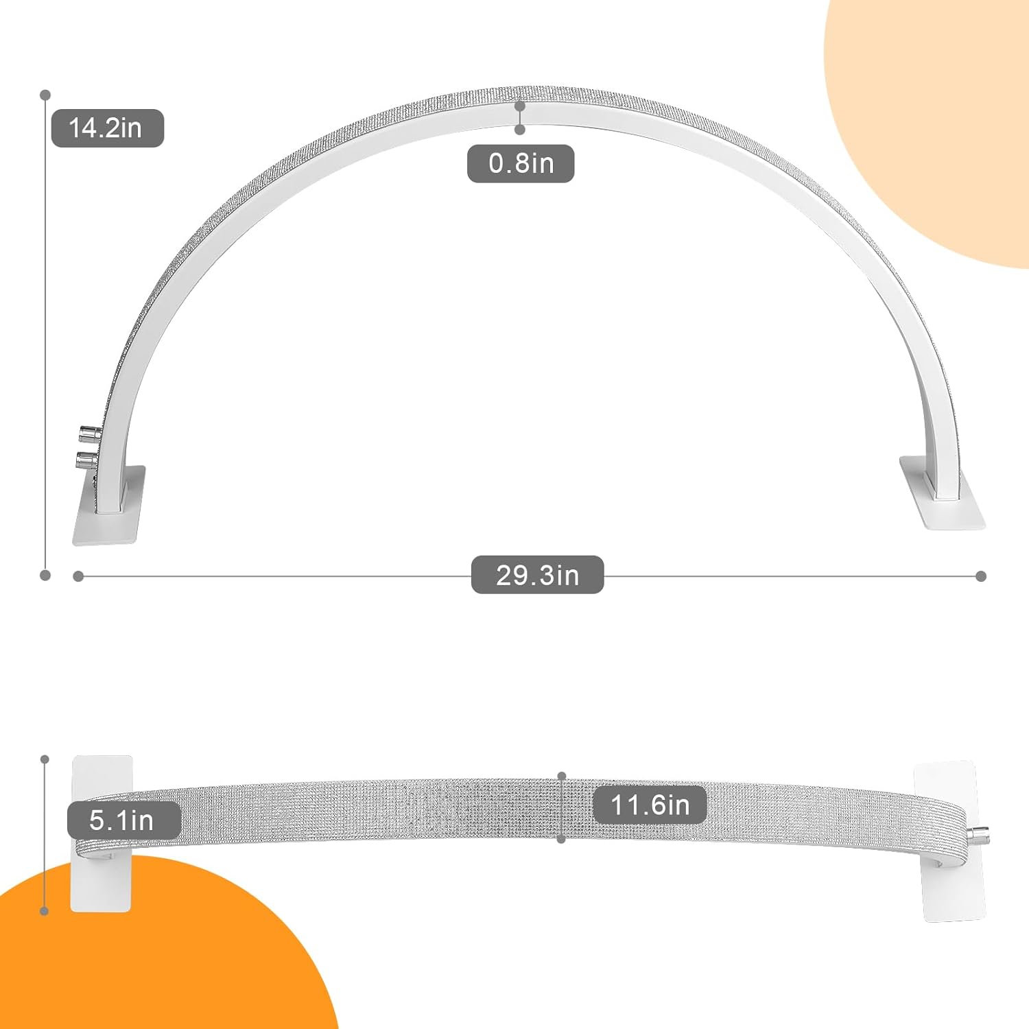 IMENE Half Moon Light for Nail Desk, 29in Nails Desk Lamp, 3000-6000k Moon Lamps Perfect LED Manicure, Lash Light for Table (White Rhinestone)