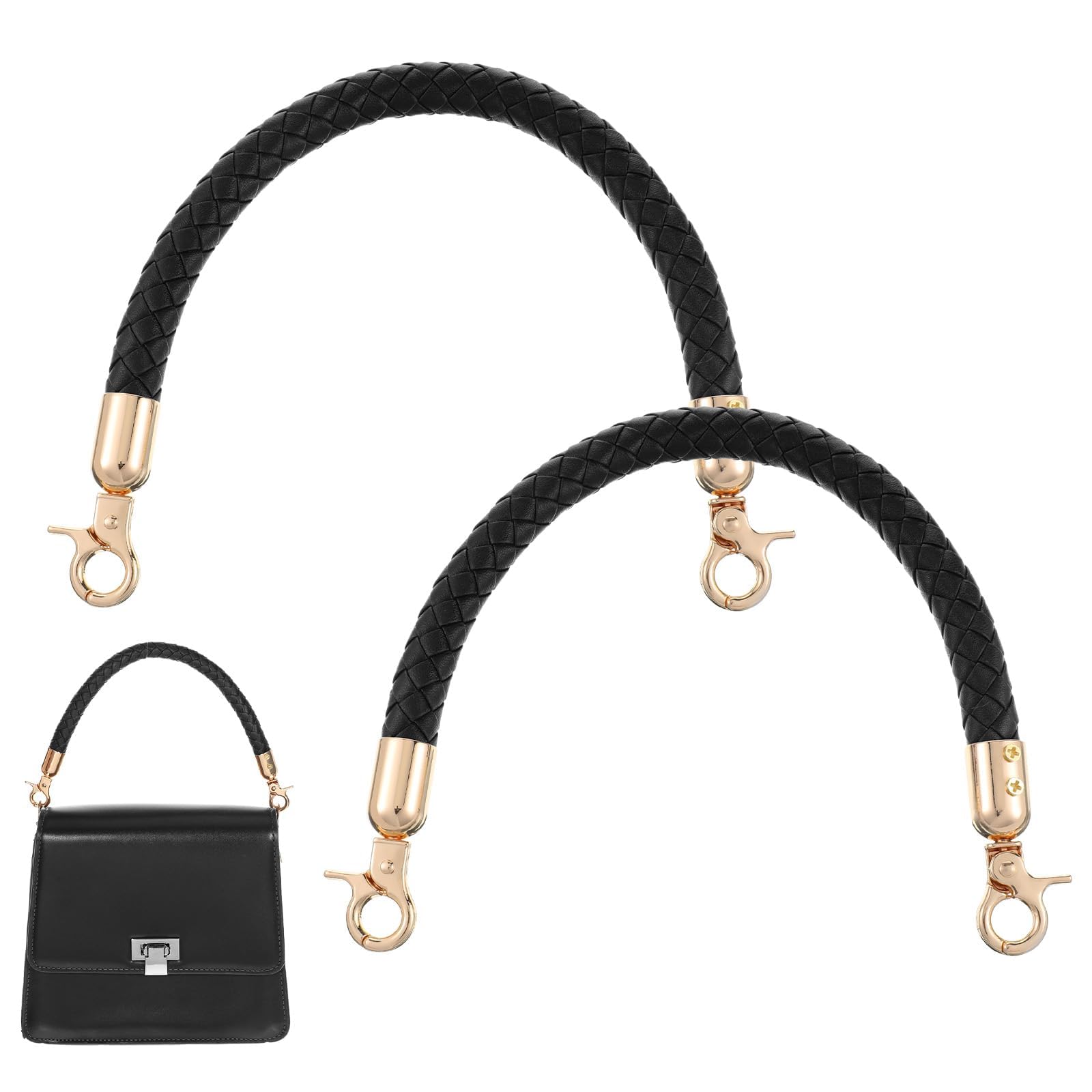 2Pcs Black Bag Strap, Bag Straps for Sling Bag, Shoulder Strap for Handbag, Adjustable Leather Strap, Replacement Strap for Handbags, Durable Design, 30cm in Length-image-0