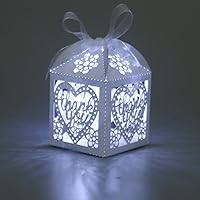 Vista 3 de COTOPHER Cajas cortadas con láser, 100 cajas de regalo de agradecimiento, cajas de regalo de boda, cajas de dulces de encaje para bodas, despedidas