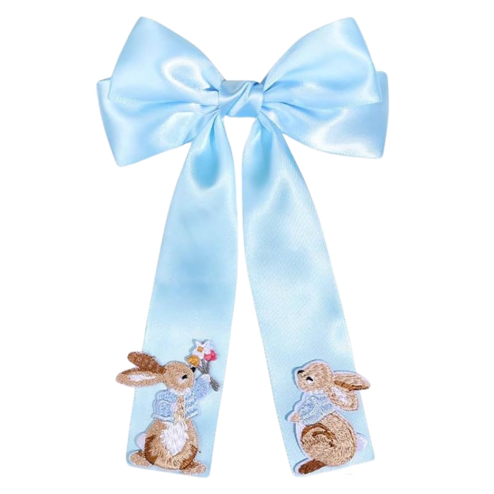 Easter Hair Bows Bunny Hair Clip Blue Silk Bow Hair Alligator Barrette Long Hair Ribbon Bow Easter Hair Accessories For Women Girls