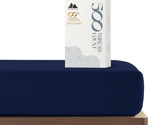 MAYFAIR LINEN Sábana bajera ajustable de 100 % algodón, tamaño individual XL, 1 sábana bajera de 500 hilos, suave y sedosa para adultos con etiqueta