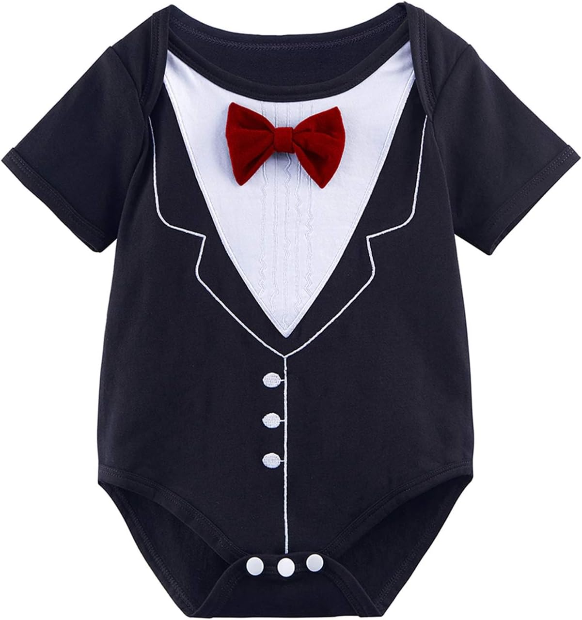 A&J DESIGN Baby Boys' Tuxedo Bodysuit With Bowtie Gentleman One-Piece 3-24 Months 12-18 Months Red