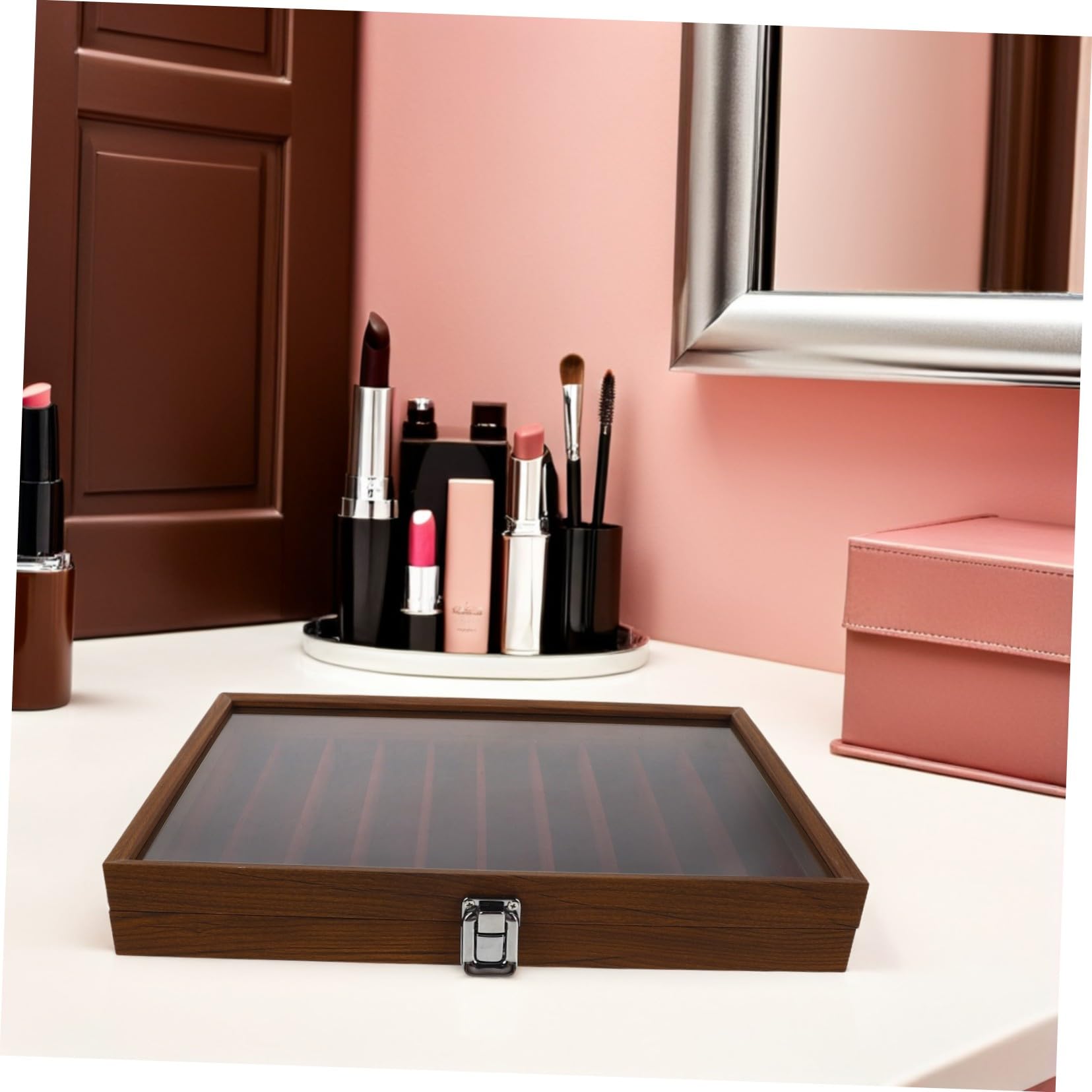 Gatuida vitrina de coleccionables Joyero contenedor de almacenamiento de joyas Dark Brown