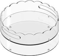 GRAHAMDESIGN Personalized 10-Inch Scalloped Acrylic Serving Tray with Magnetic Mat - Custom Photo Display for Decor, Jewelry & Gifts