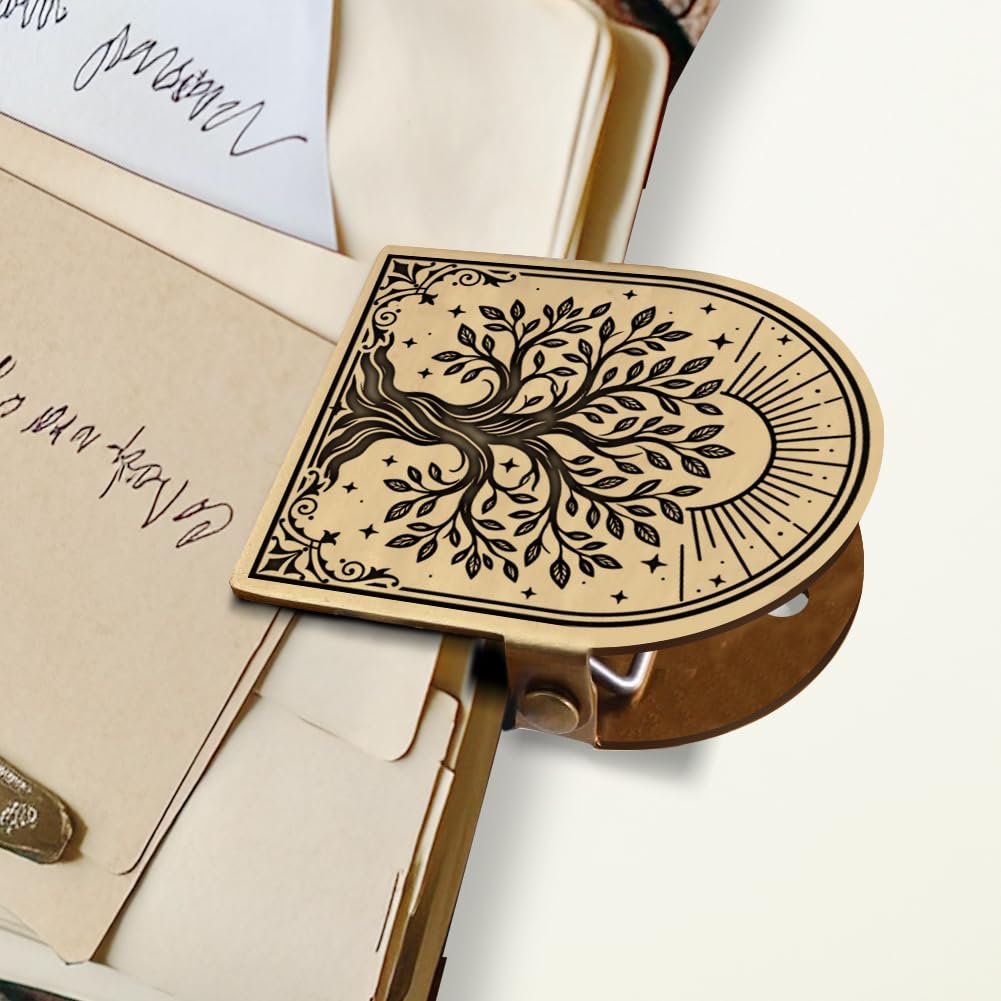 ANATTASOUL Tree of Life Brass Travel Journal Clip for Notebook,Bookmark