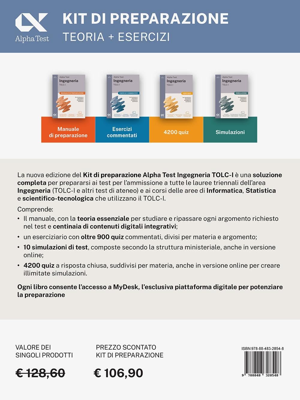 Alpha Test Ingegneria TOLC-I 2026-2027. Kit di preparazione. Per test di ammissione universitari. Con piattaforma e simulatore online