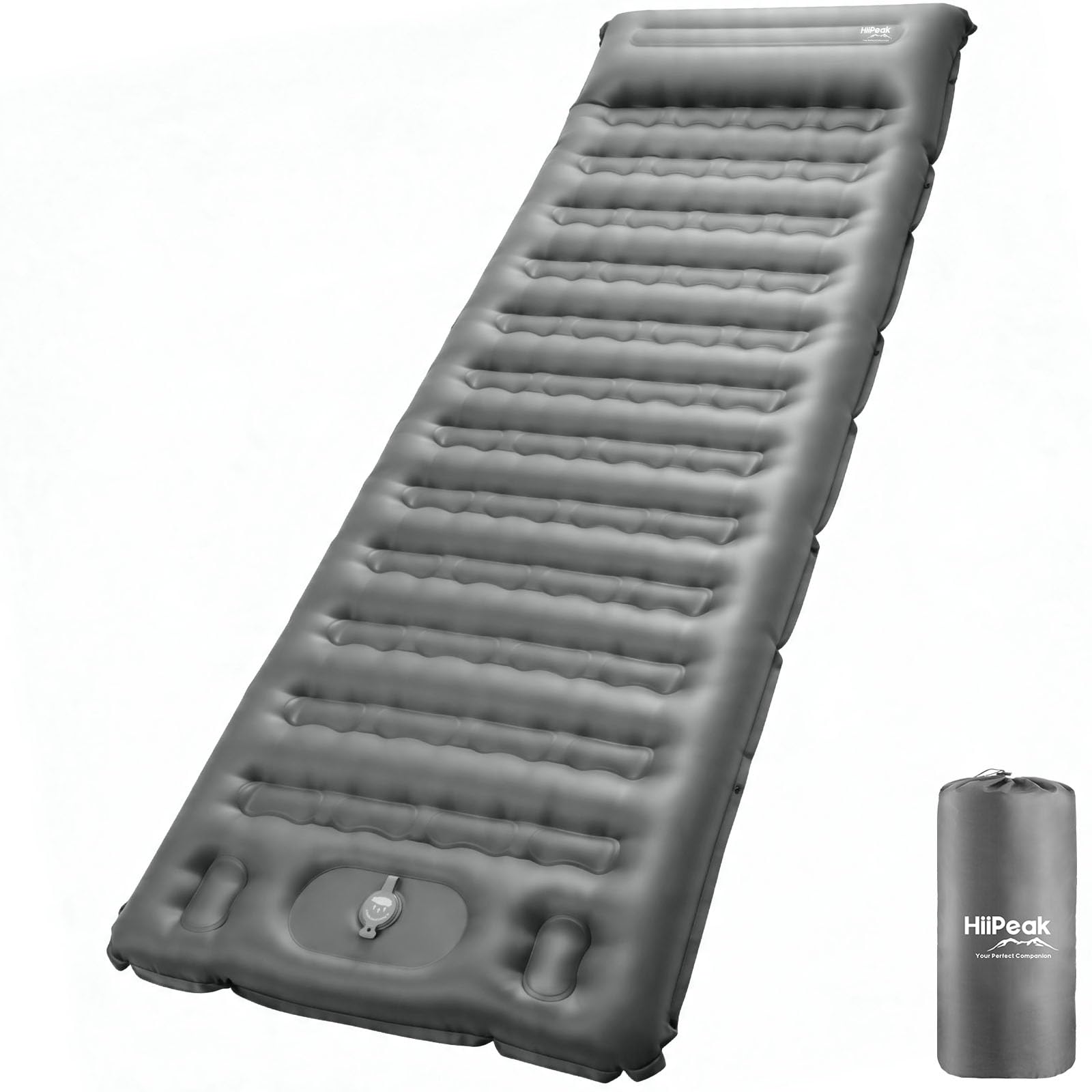 HiiPeak Almohadilla de dormir ultraligera para camping, 12 cm de grosor, con almohada y bomba de pie incorporada, esterilla de aire inflable para camping, mochileros, senderismo, viajes