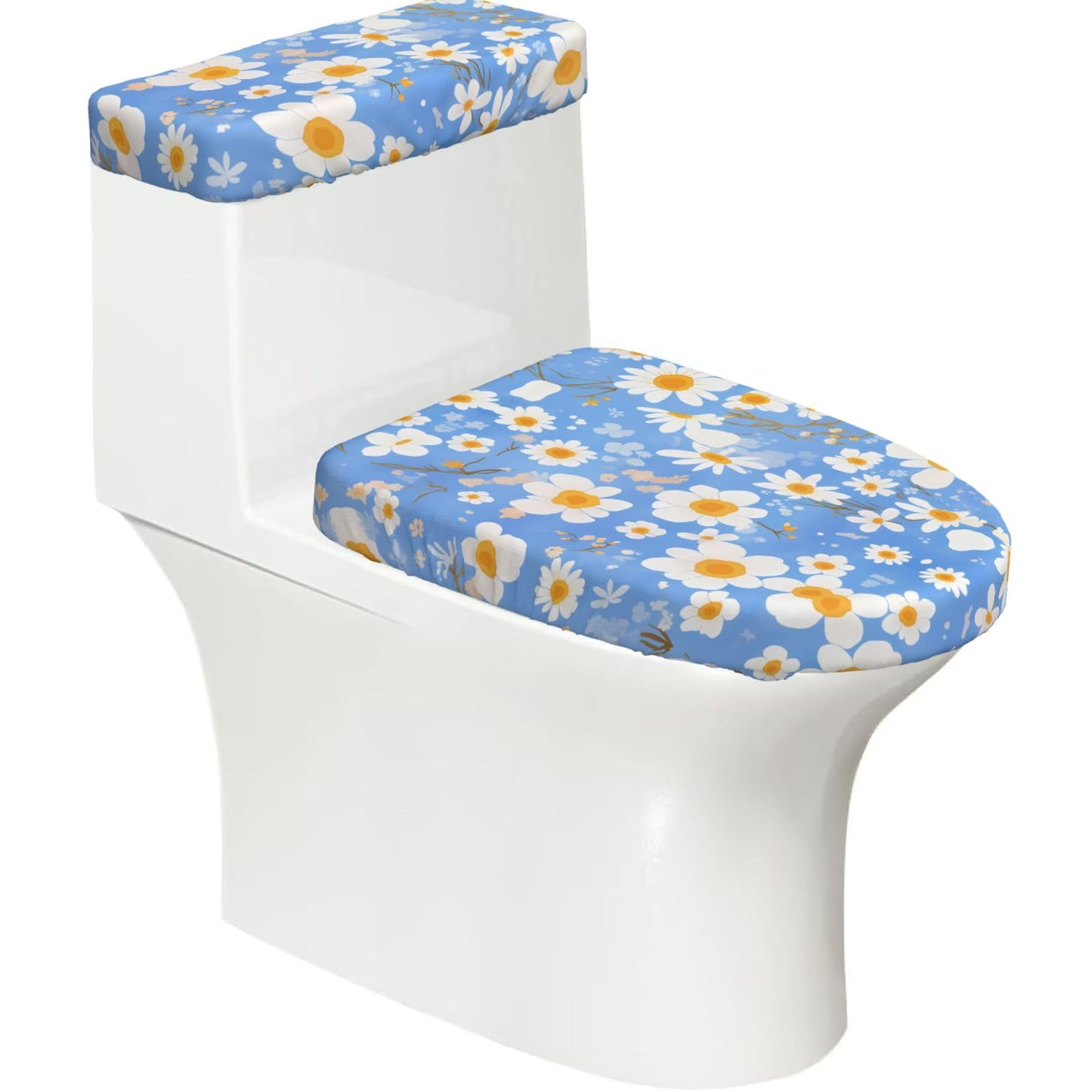 Mrowyc Black Flowers Under The Sky Printed Toilet Seat Set - Set Of 2 - Universal Toilet Seat Cover - Housewarming Birthday Christmas Gift