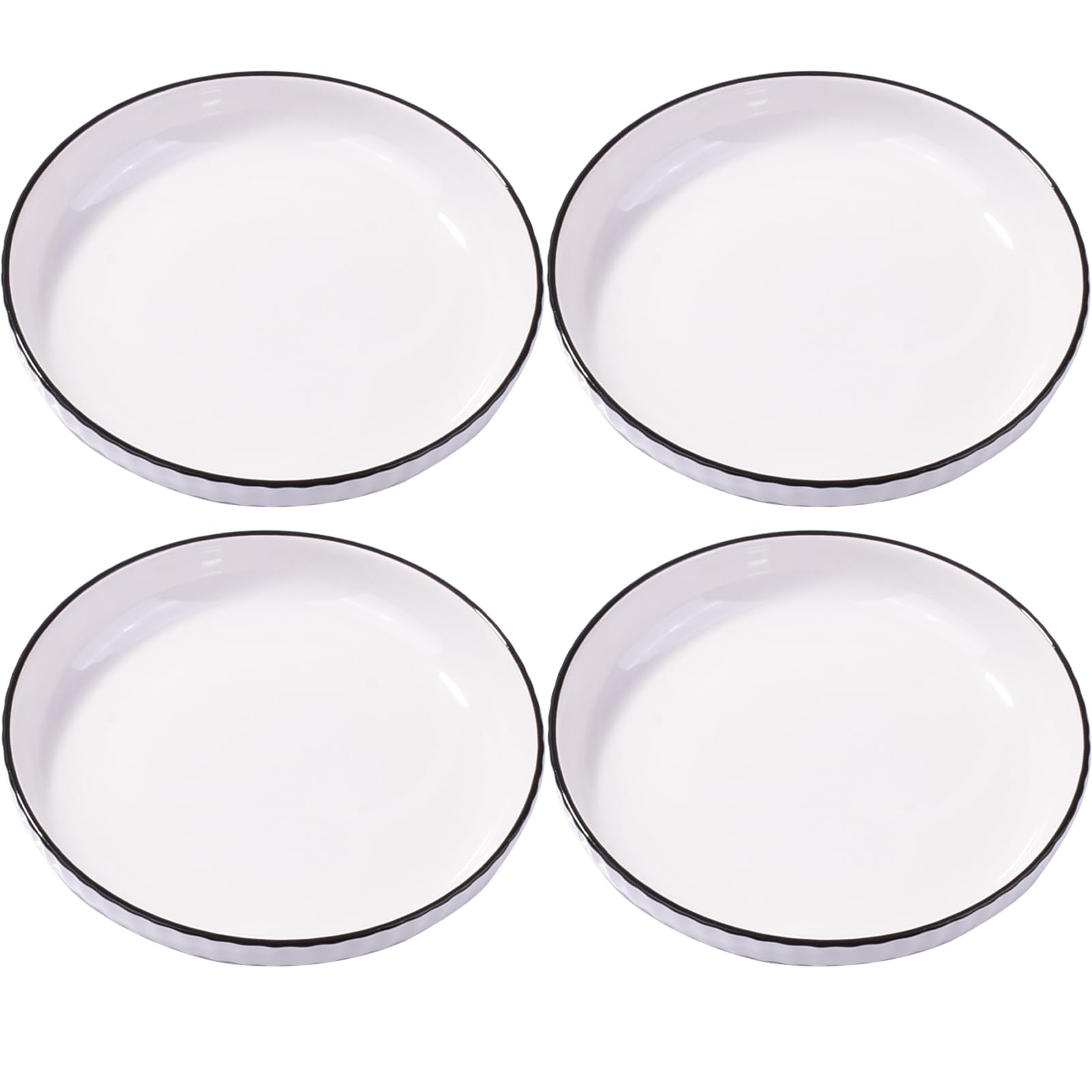 Platos llanos de cerámica, 7 pulgadas, juego de 4, color blanco