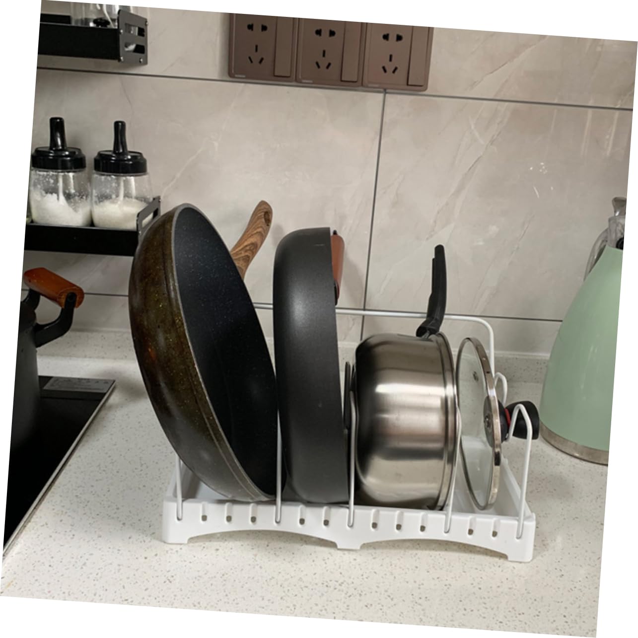 TOPBATHY Soporte Ajustable Para Tapas De Ollas Estante Para Utensilios Diseño Elegante