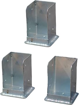 Vita Heavy-Duty Galvanized Steel Post Base Brackets, Bolt-Down Mounting Kit for 4x4 Wood Posts, Secure Anchor for Decks, Patios, Concrete Surfaces, Includes Screws, 3 Pack