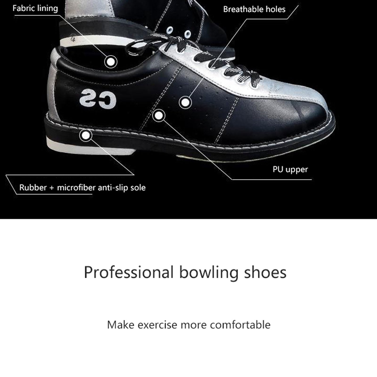 Zapatos de bolos Hombre,Zapatos de Bolos para Mujer,Zapatos Deportivos De Bolos para Césped,Zapatillas De Cuero con cordones,Antideslizantes Informales Ligero,para principiantes y profesionales.