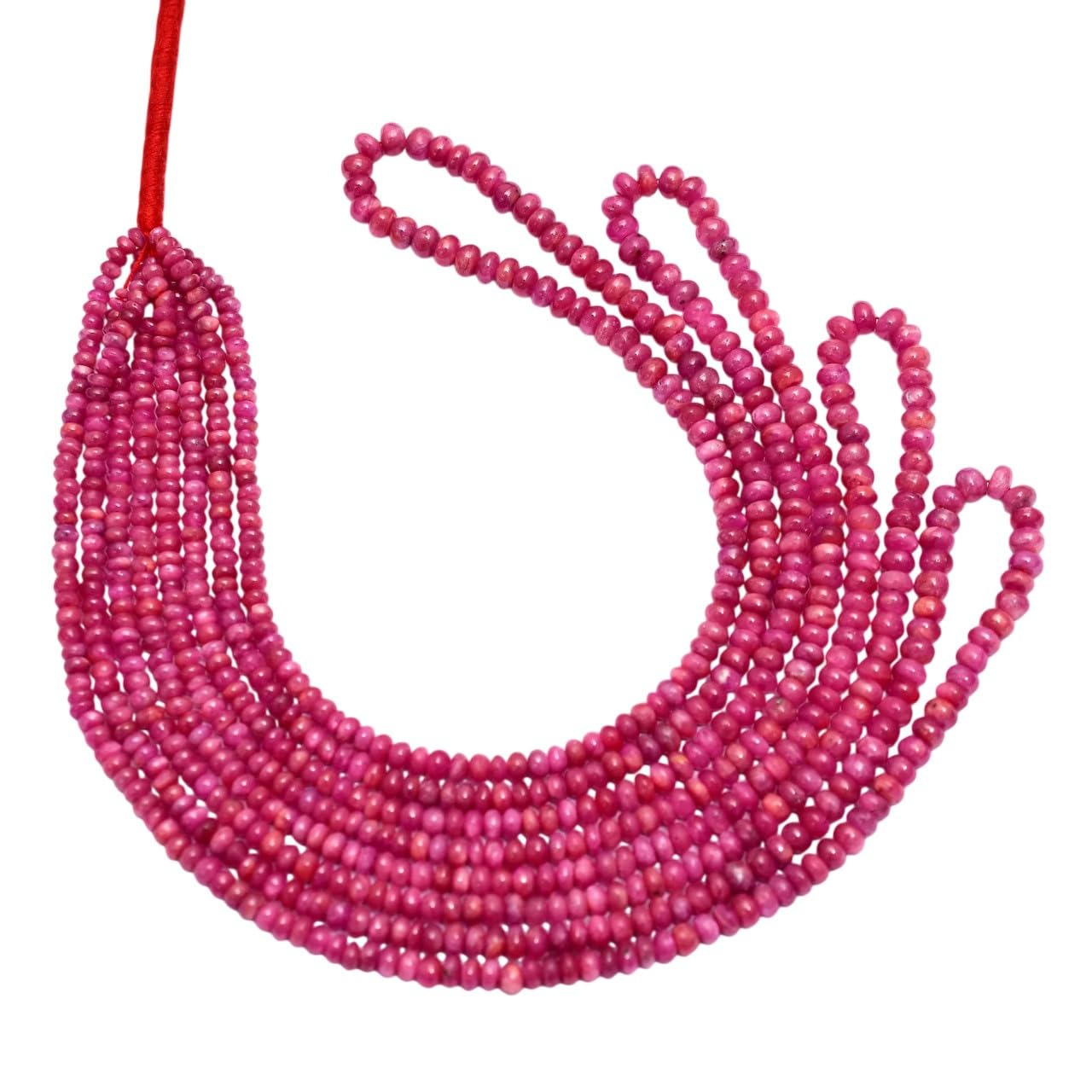 Rubis naturel perles rondelles fil 38cm pierre précieuse création bijoux