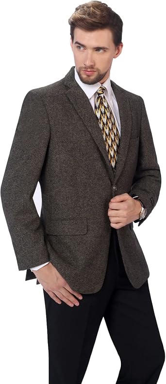 P&L Mens Blazer Classic Fit Wool Blend Sport Coat with 2 Button Warm Stylish Jacket for Business Travel