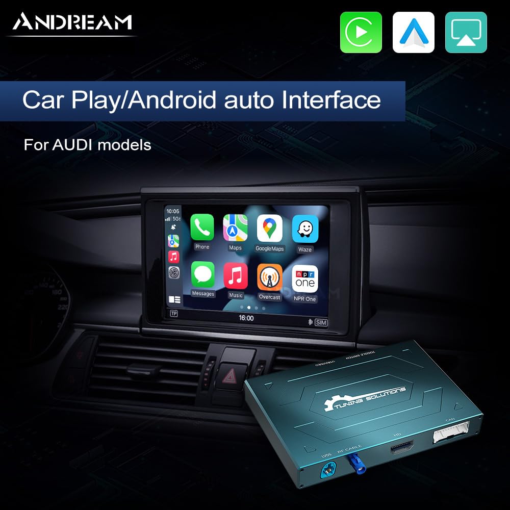 Andream Bezprzewodowa modernizacja CarPlay do Audi Q3 Q5 Q7 A1 A3 A4 A5 A6 C7 A7 A8 S5 S7, Bezprzewodowy moduł odbiornika CarPlay Android Auto Box, Airplay Android Auto MMI Box, Obsługa Mirrorlink