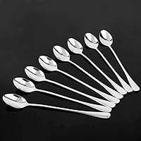 Vista 1 de Paquete de 8 cucharas de cóctel de mango largo de 9 pulgadas, cucharas de té helado de acero inoxidable para café y helado, cucharas para mezclar