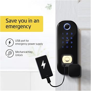 Waterproof Smart Lock For Gate Outdoor Keyless Electric Rim Double Sided Fingerprint Reader Lock With Ttlock App(Double side)