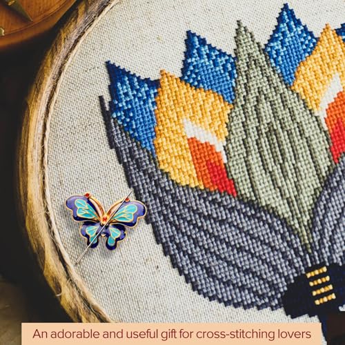 Image of 3pcs Needle Minder for Sewing,Magnetic Needle Keeper for Cross Stitch,Cute Butterfly Cartoon Pin,Needle Holder for Embroidery, Quilting Metal Needle Minders Accessory, Gift for Cross Stitch Lover