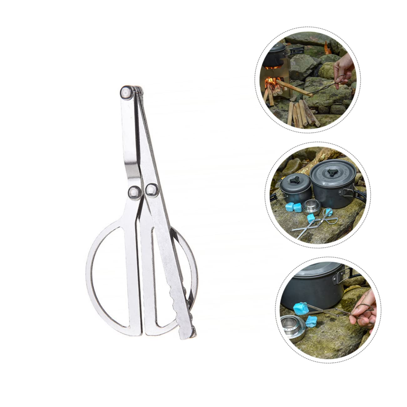 MAGICLULU 3pezzi Pinza Per Barbecue Acciaio Inossidabile Clip Per Legna Utensili Da Cucina Per Grigliate e Picnic Design Pieghevole e Pratico Per Esterni