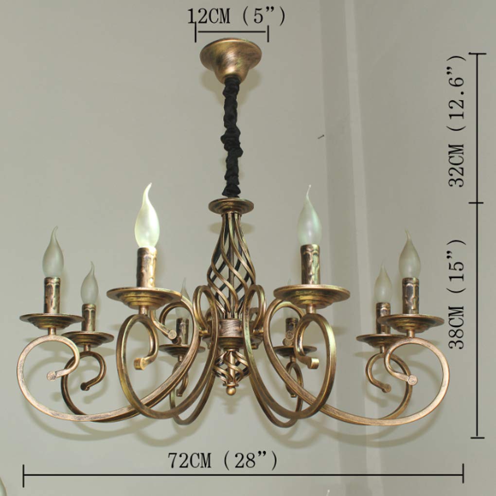 Pendelleuchte Antik Industrie Hängeleuchte Klassische Anhänger Kerze Pendellampe Höhenverstellbar E14 Schmiedeeisen Retro Hängelampe Landhausstil Wohnzimmer Einfach Kronleuchter,Bronze,8heads