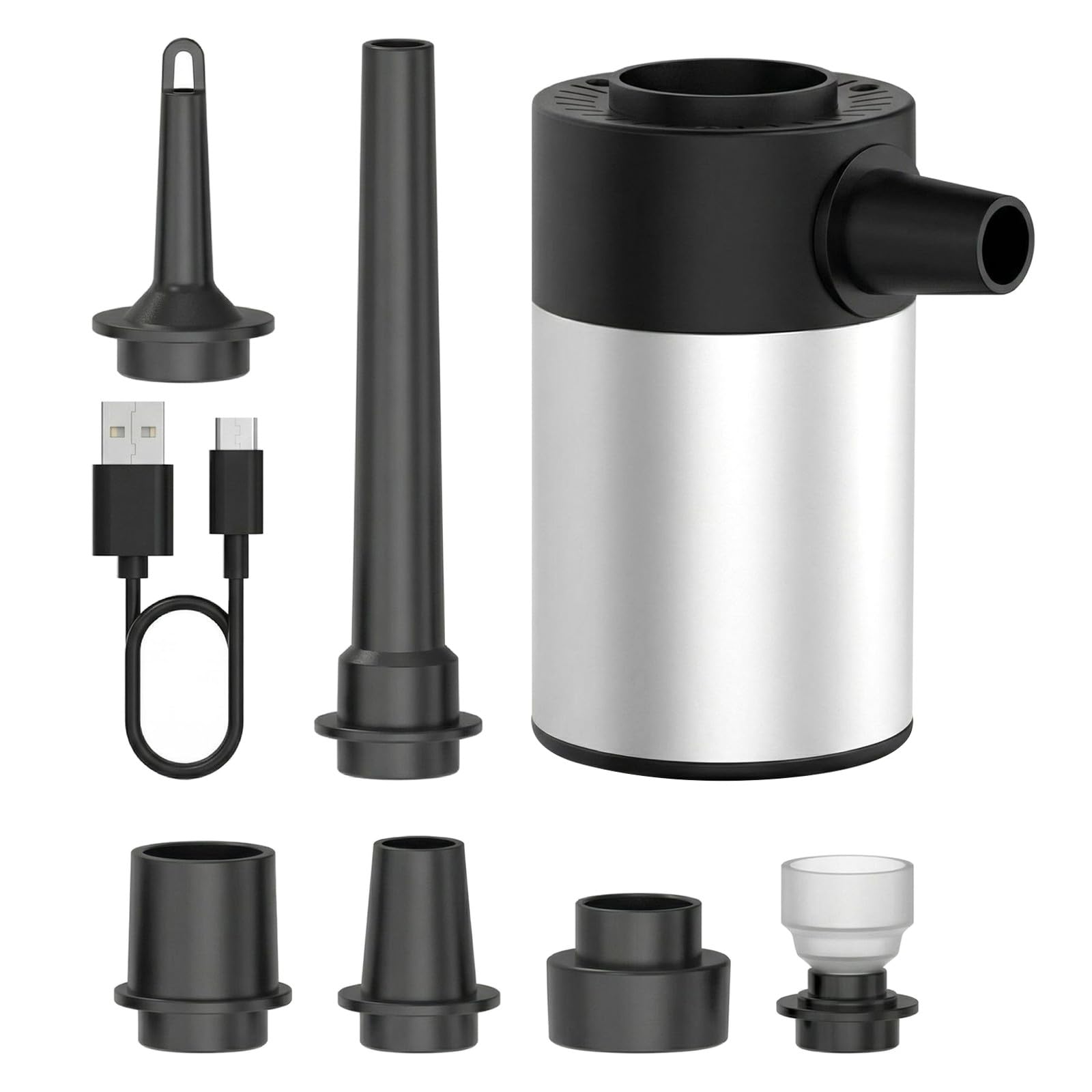 Kisangel 1 set di pompa ad aria per gonfiabili, pompa elettrica portatile da 5200 mAh, gonfiaggio/sgonfiaggio rapido per galleggianti da piscina, materassini gonfiabili, sacchetti sottovuoto, ugelli