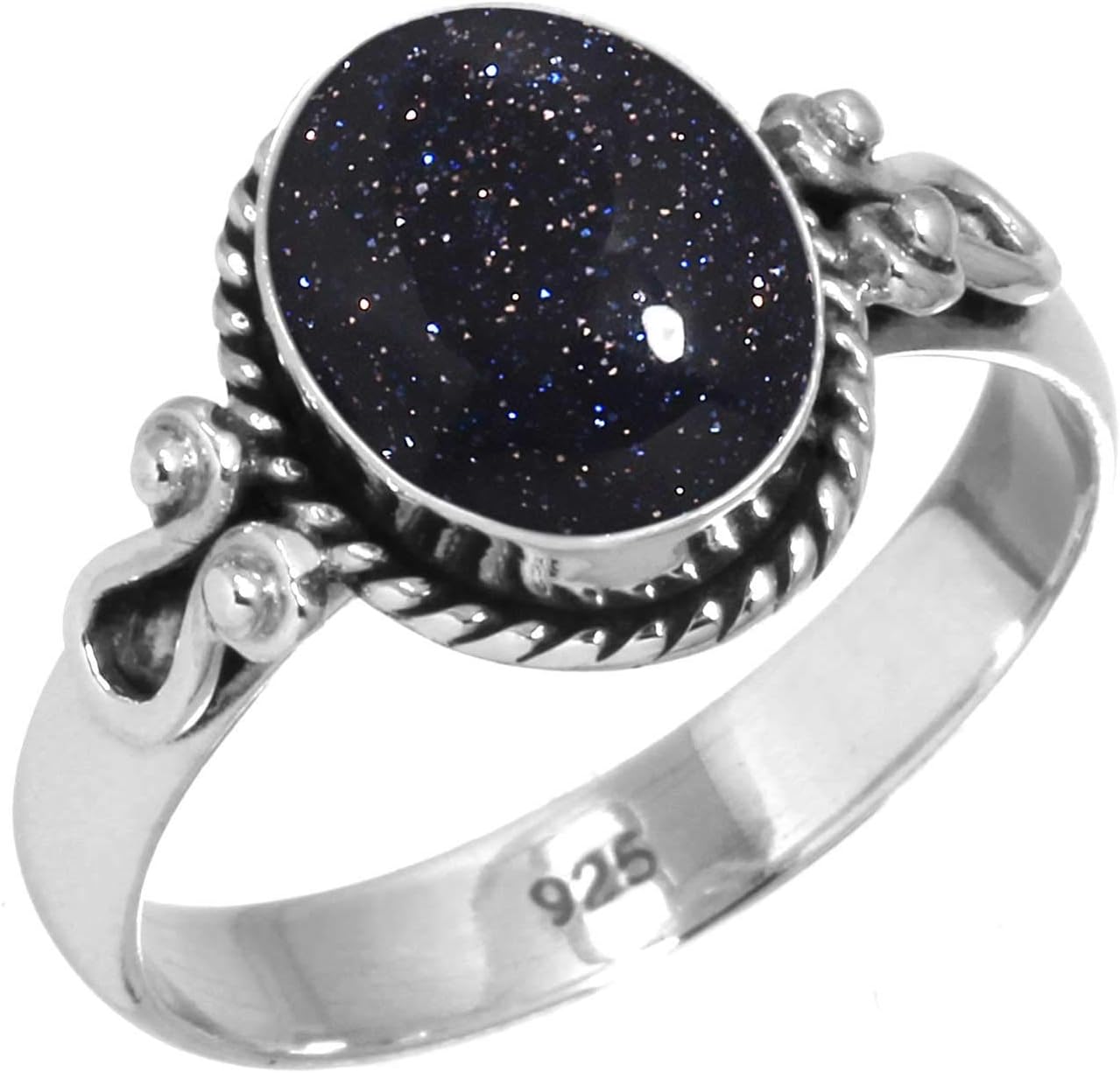 JEWELOPORIUM925 Sterling Silver Handmade Ring for Women 8x10 Oval Gemstone Boho Silver Jewelry for Gift (99054_R)