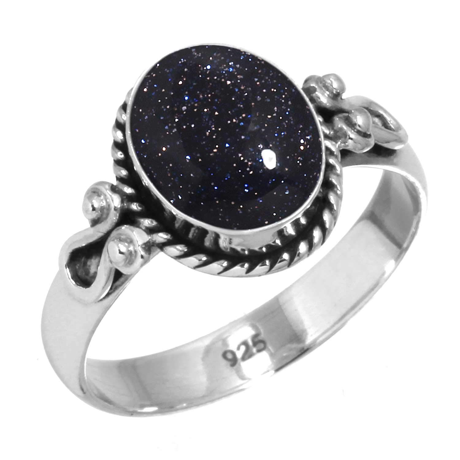 JEWELOPORIUM925 Sterling Silver Handmade Ring for Women 8x10 Oval Gemstone Boho Silver Jewelry for Gift (99054_R)