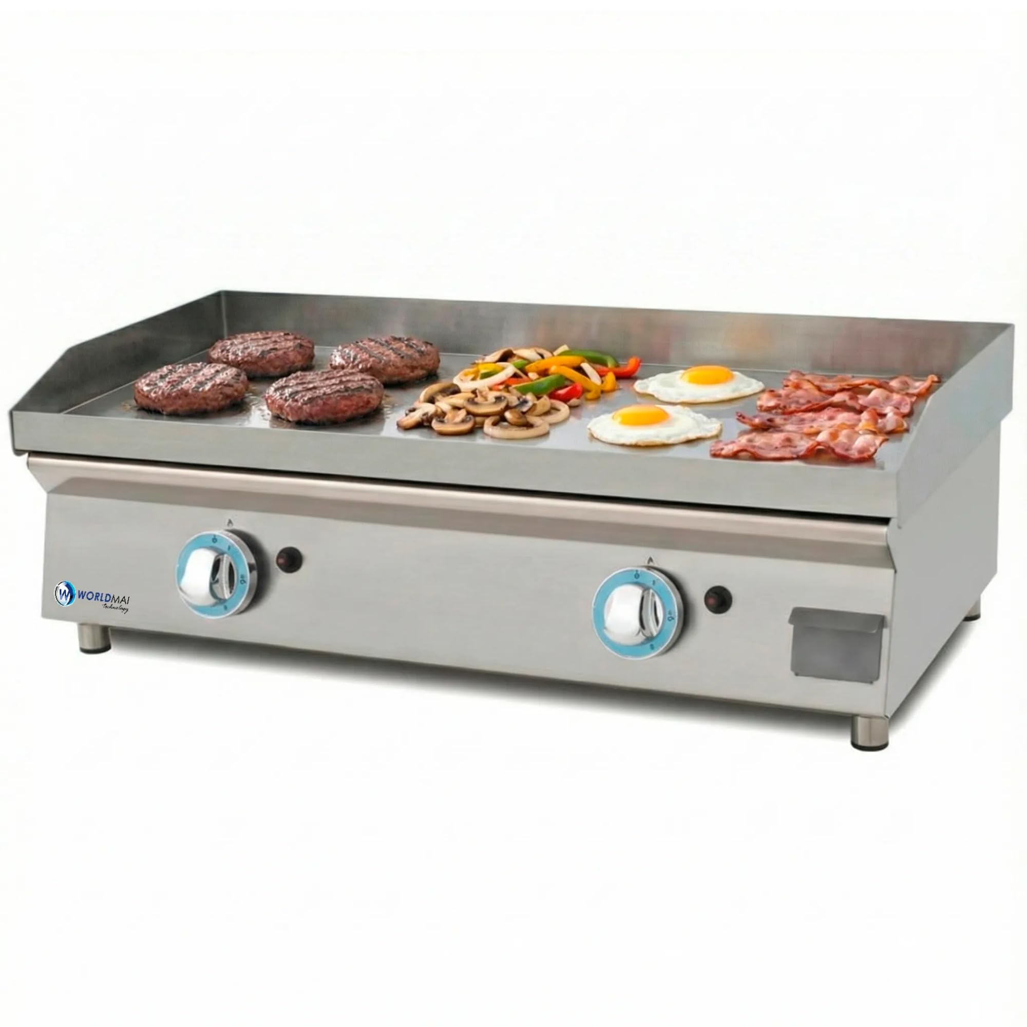 MBH - Plancha à gaz industriel en chrome dur Lux Worldmai de 80 cm pour hôtellerie. Plancha à rôtir professionnelle chromée avec structure en inox pour cuisine de bar et restaurant