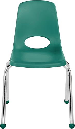 Miniatura 5 de FDP 10382-GN - Silla escolar apilable de 16 pulgadas, asiento apilable para estudiantes con patas de acero cromado y deslizadores de bolas para