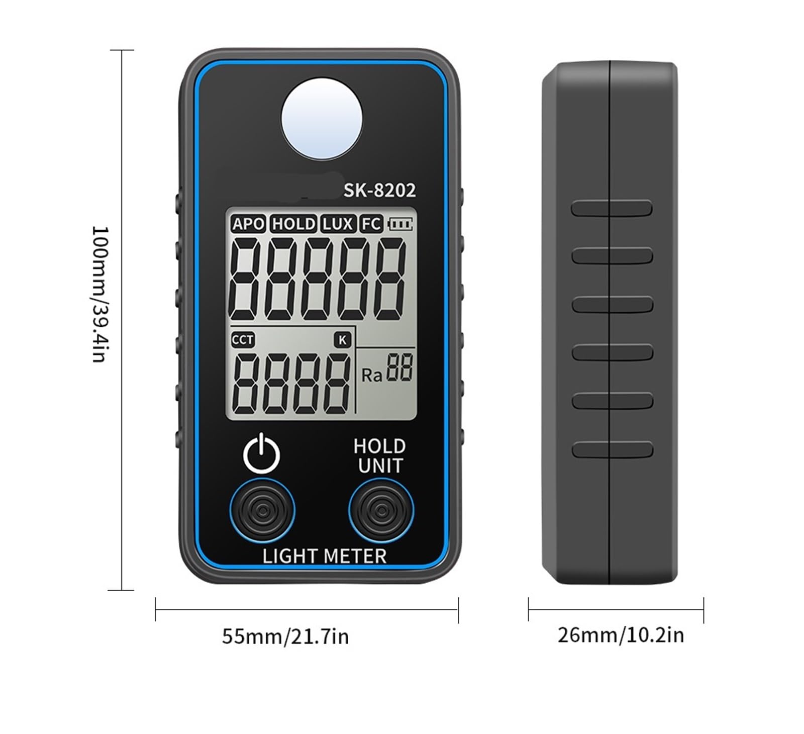 Misuratore di luce digitale, Luxmetro Digitale, Misuratore Di Luce, FC, Illuminamento, Luminosità Da 0,5 A 300.000 Lux, Fotometro Luxometro per piante da giardino e da interno, fotografia(8202)