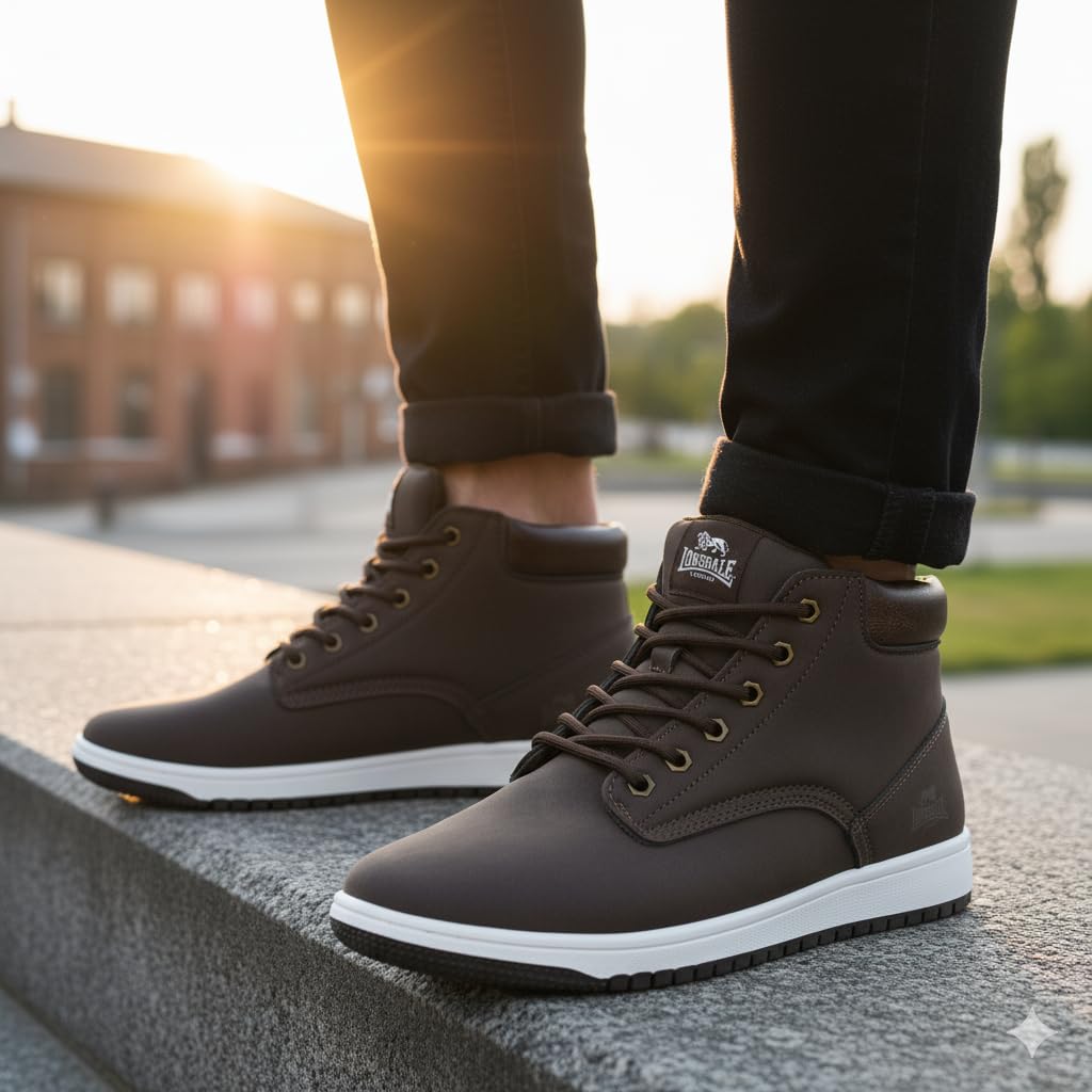 Generico Stivaletti Uomo Sneakers Invernali Mid Casual Lonsdale – Scarpe Alte da Uomo in Ecopelle, Comode e Resistenti per Tutti i Giorni