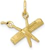 Bijou Solid 10k Yellow Gold Comb and Scissors Pendant