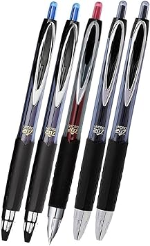 Blue Black Red Pilot Pen 5 Pieces Uniball Signo Micro 207 0.5 mm Roller End Pen Umn-207 Pearl Type Liquid Ink