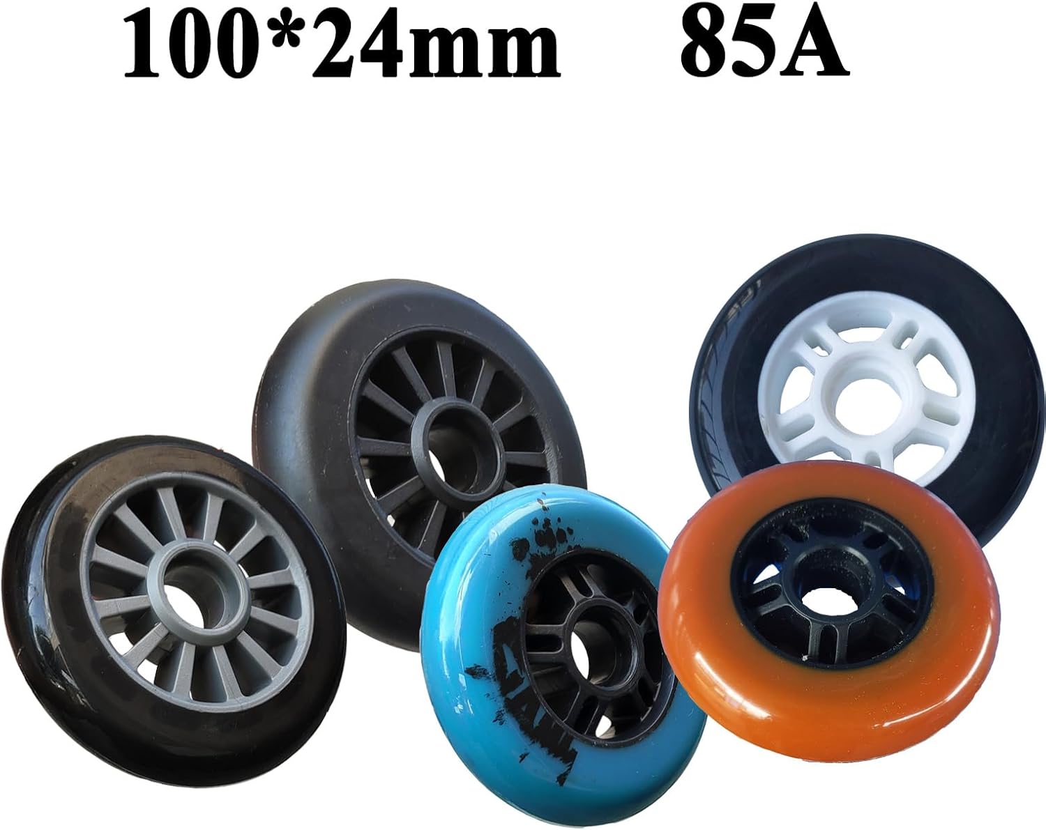 Roller Skate Wheels Outdoor/Indoor 85A 100mm Inline Roller Skate Wheels Without Bearing (8-Pack) Wheel Replacement Luggage Wheels