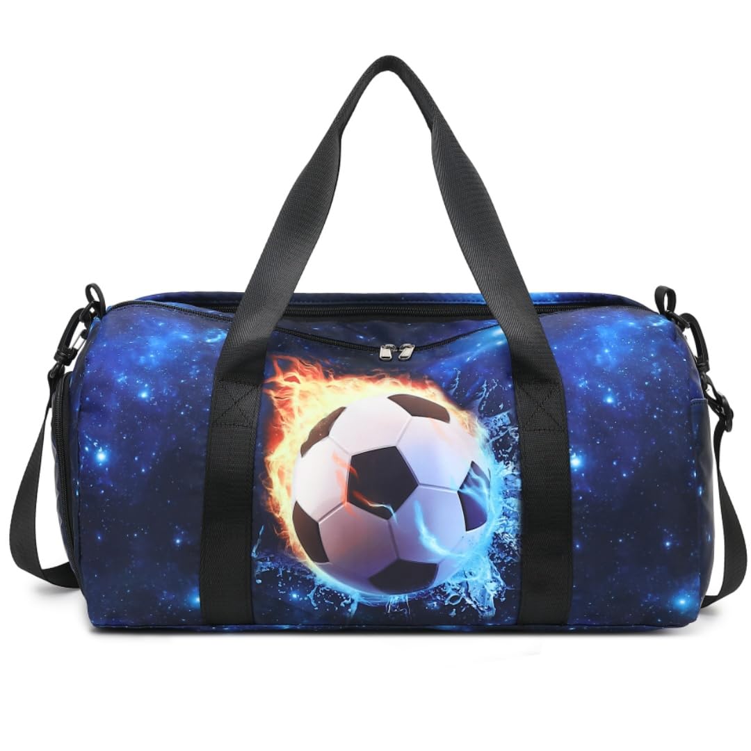 LOIDOU Sporttasche Reisetasche Frauen Mädchen Jungen Sporttasche mit großem Schuhfach Nassfach Sport Reisetasche Trainingstasche Schwimmtasche für Reise Gym Yoga (Fußball)