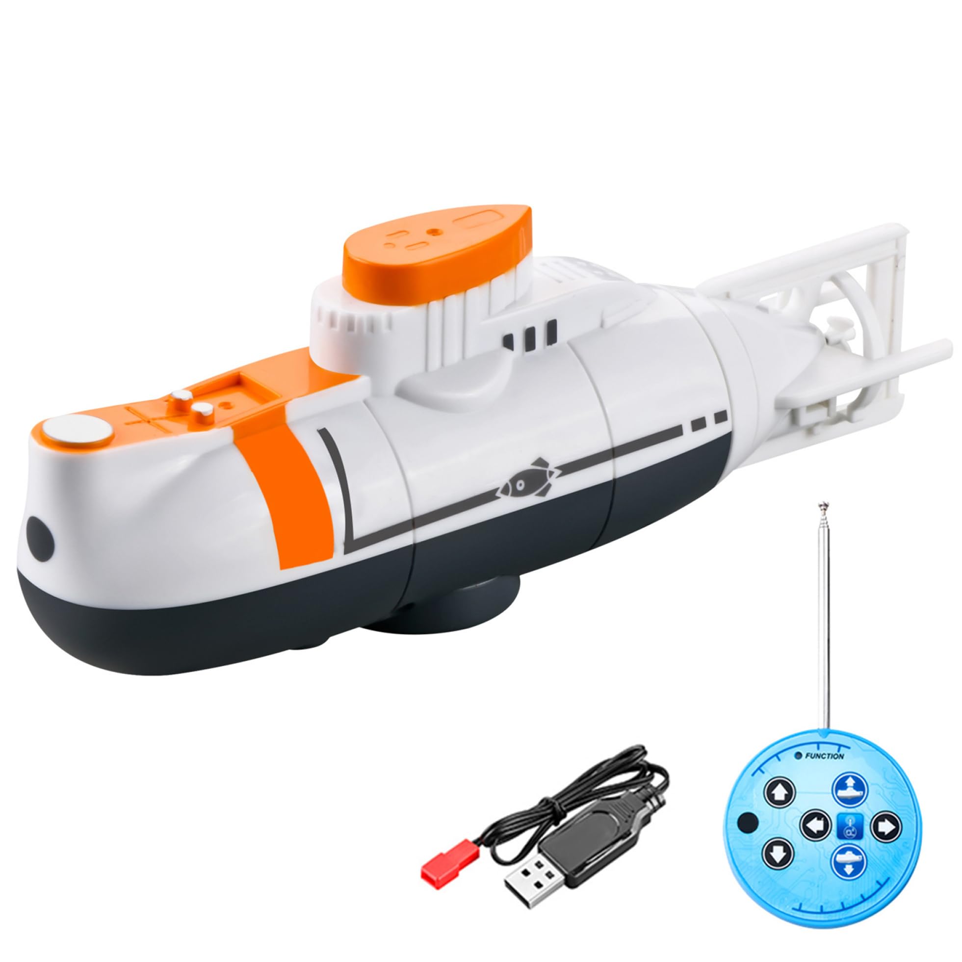 sous-Marin télécommandé, sous-Marin télécommandé, Jouet de Simulation étanche pour Enfants, Rc Toutes Directions, Rc Rechargeable par USB, Blanc pour Un Usage Quotidien