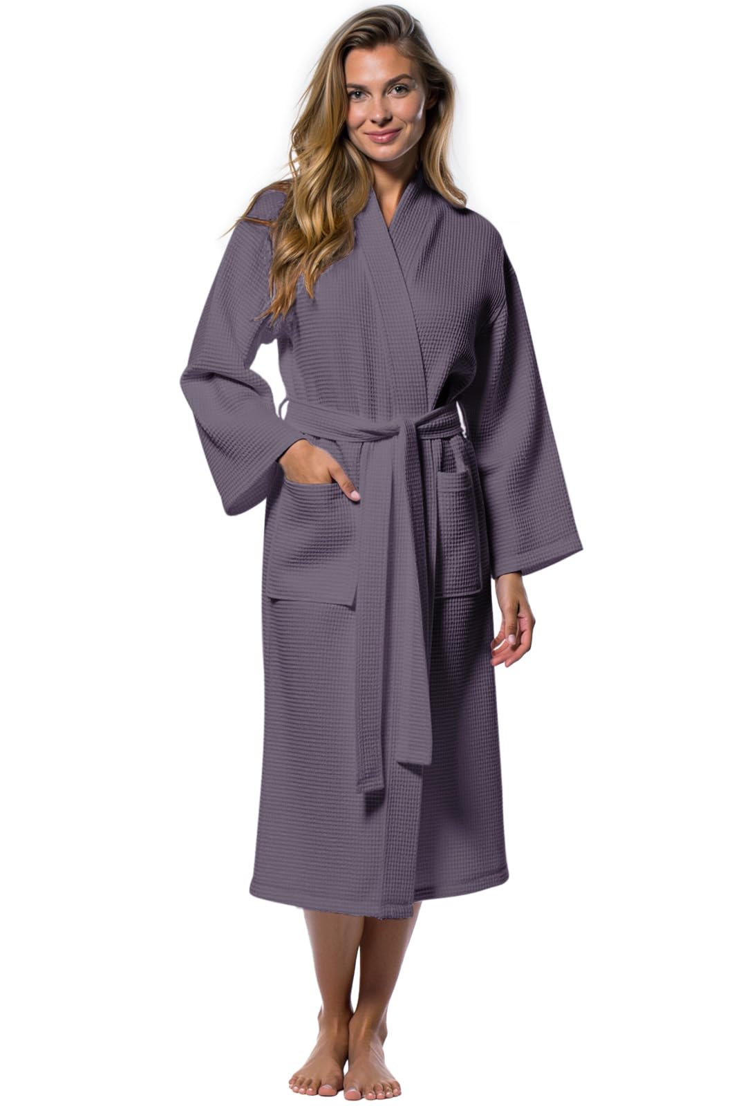 Turquaz Lightweight Full-Length Robes For Women Waffle Kimono Bathrobe - Soft, Fast-Drying, Long-Lasting Cotton Blend Unisex