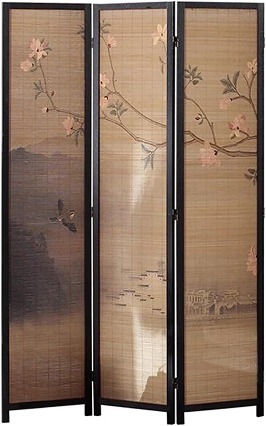 3 4 5 6 Panel Room Divider, 5.8 ft Tall Wooden Privacy Screen Door Partition for Bedroom/Living Room/Study, Flexible Folding Temporary Wall, Japanese Style Rustic,3 Panels-High-175cm/68.9in