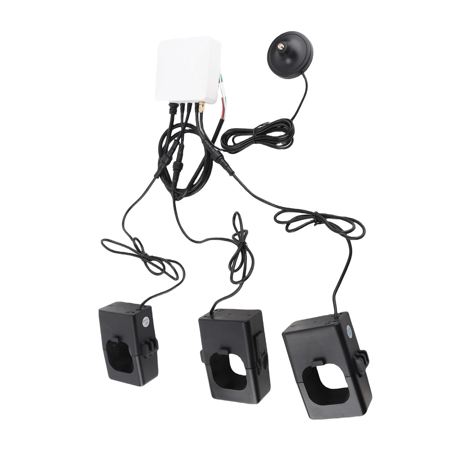 Cocoarm WIFI 3-Phasen-Smart-Stromzähler, ABS-Metall-Smart-Home-Energiemonitor mit 3 X 750-A-Sensoren, 2,4-GHz-App-Tracking, Spannungs-Strom-Leistungsfaktor für Home-Office-Fabrik
