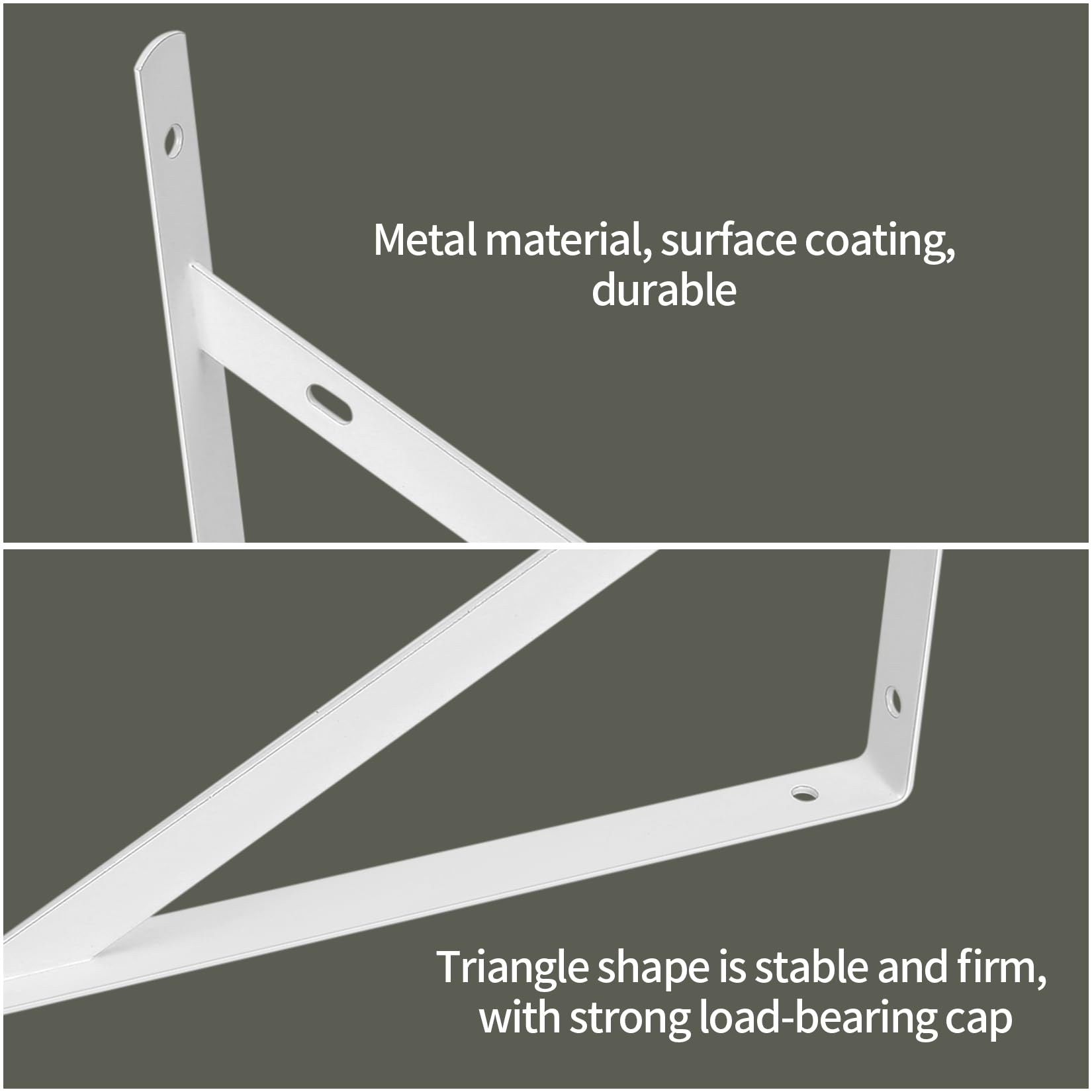 8 Pezzi Staffa per Mensola Triangolare, Staffe Supporti per Mensole a Parete Triangolare, Staffa per Tavolo a Muro 90 Gradi Angolo Retto per Mensole in Legno Galleggianti Libreria, 300x190mm bianco