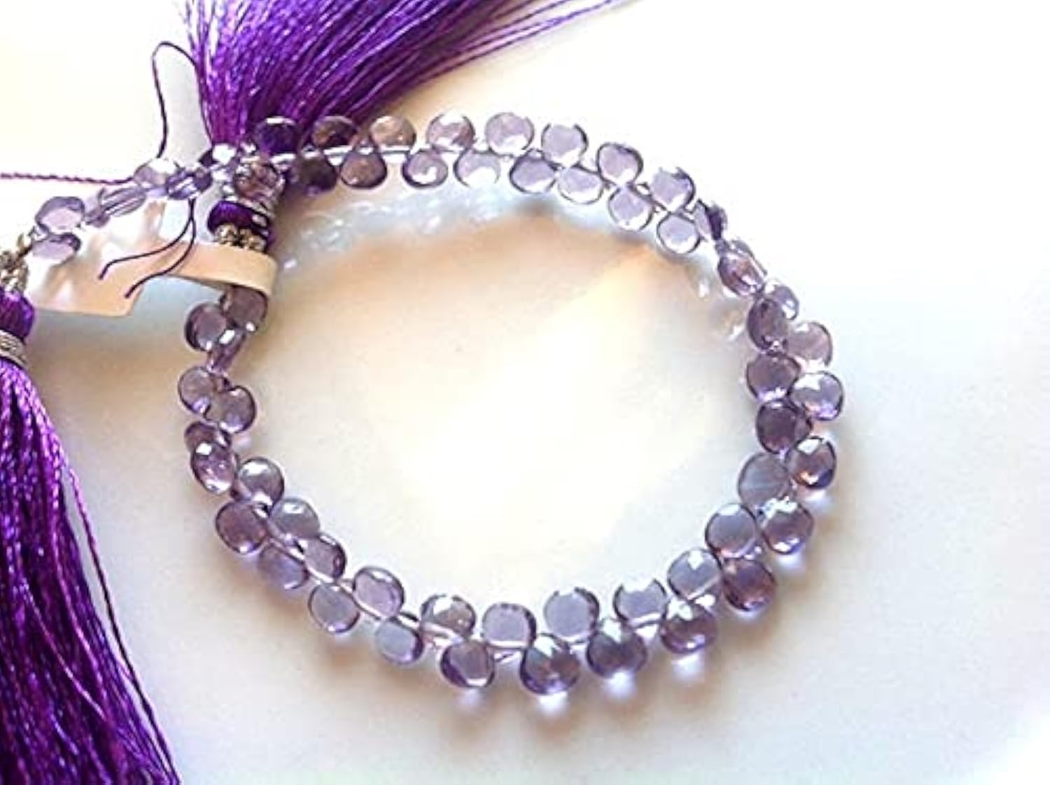Purple Hydro Qtz coeurs facettés de 4x4mm, l'éclat rare d'un fil de perles de luxe